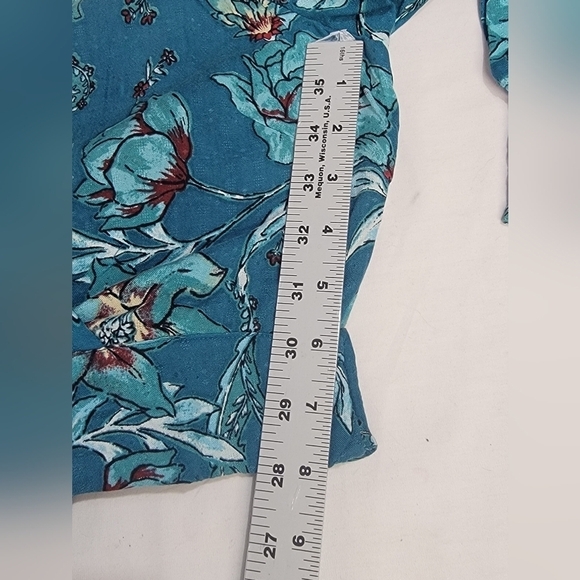 Band of the Free Sybille Deep Teal Floral Wrap Crossover Crop Top Women Medium - Picture 9 of 13